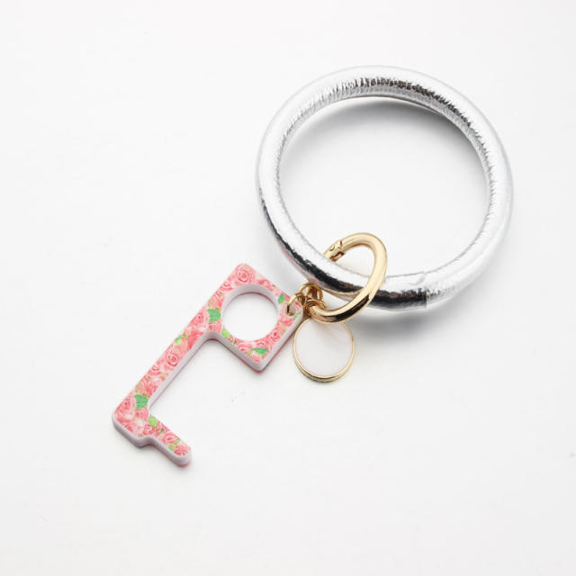 PU leather bracelet door opener keychain