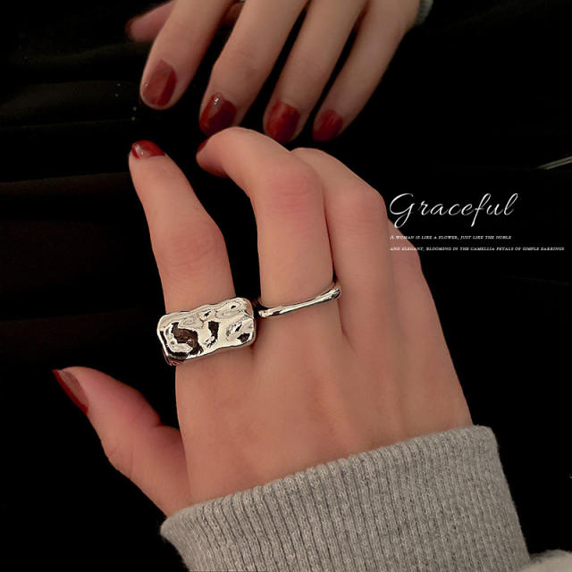 2pcs silver color unique finger ring set