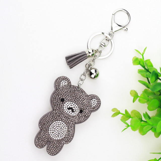 Tassel diamond bear keychain