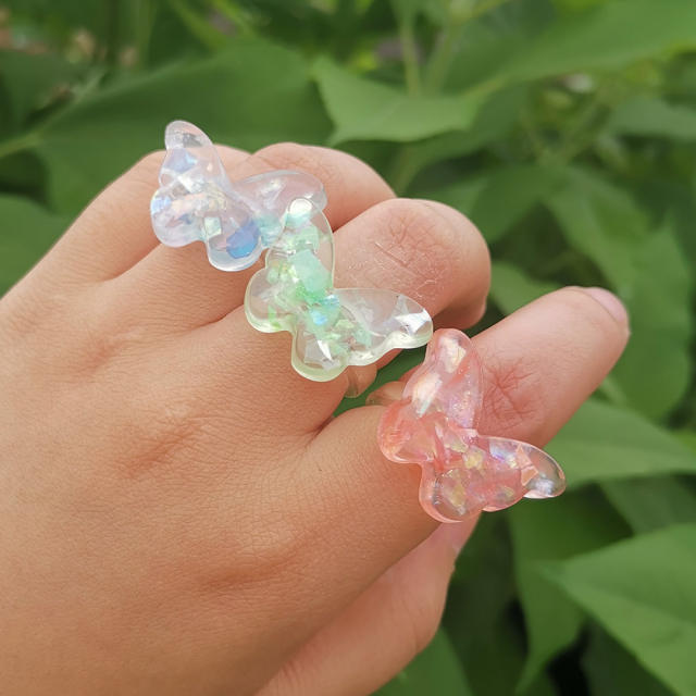 Resin butterfly lovely finger ring