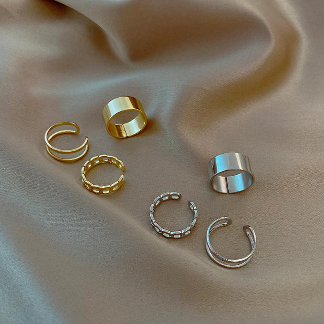 Simple copper open finger rings 3 pcs set