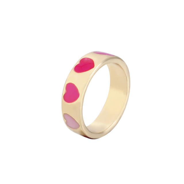 Color star heart flower enamel finger ring