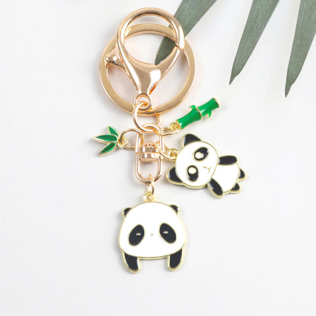Cute panda metal keychain