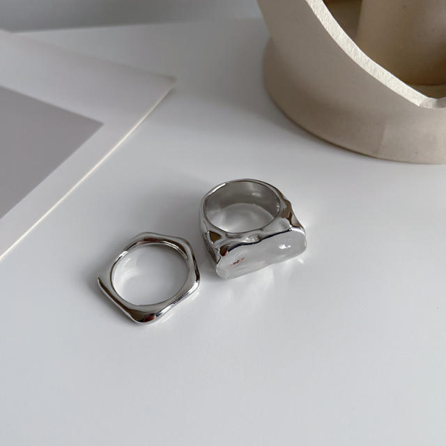 2pcs silver color unique finger ring set