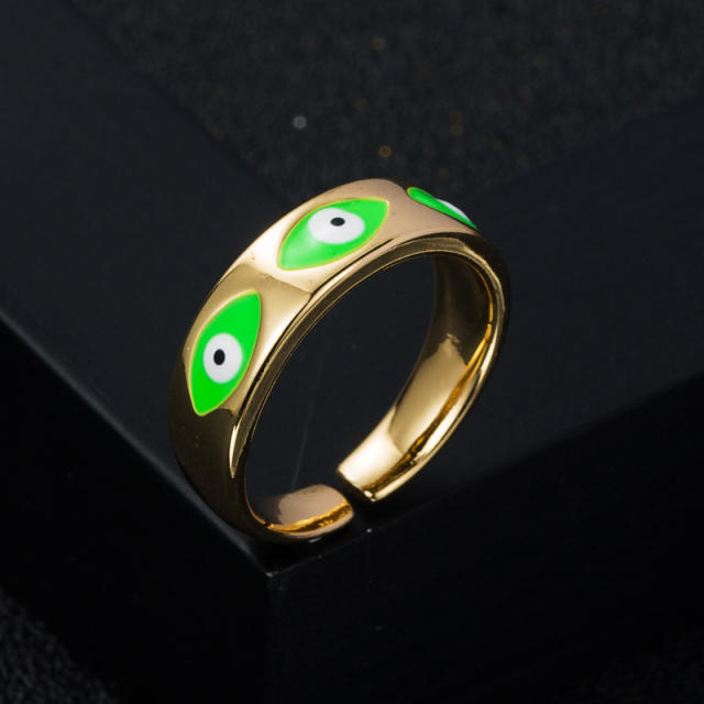 Eenamel evil eye color ring bands
