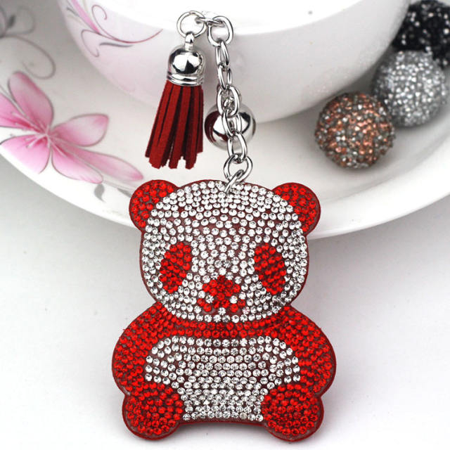 Diamond panda tassel keychain