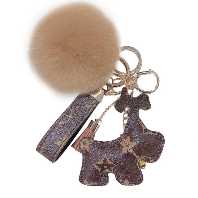 Leather pattern dog keychain