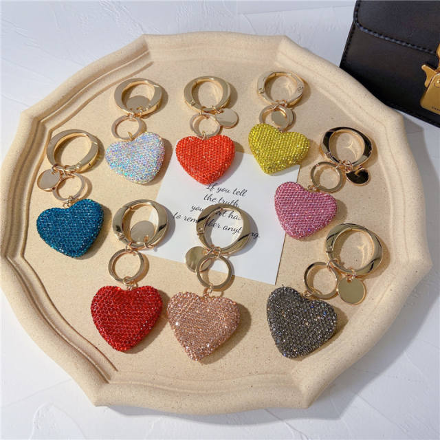 Diamond love heart coluple keychain