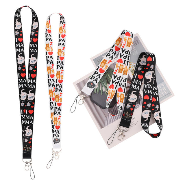 I love mom and dad lanyard keychain