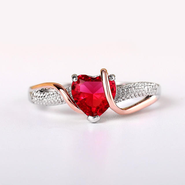 Red heart-shaped zircon ring