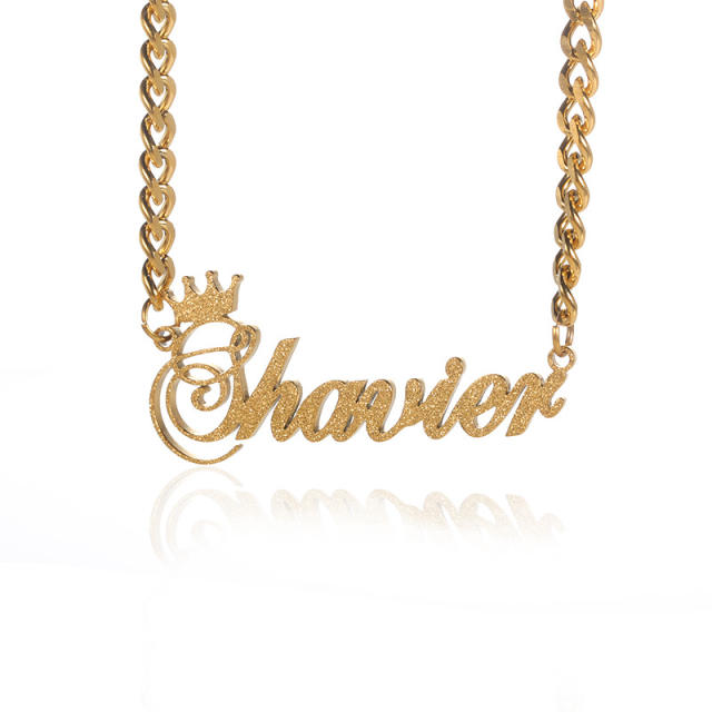 18KG stainless steel frosted name custom necklace