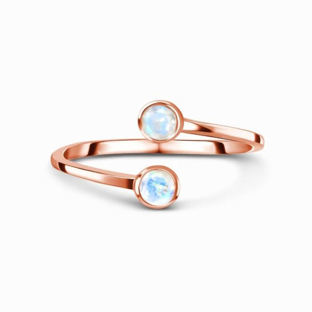 S925 sterling silver moonstone rose gold color rings
