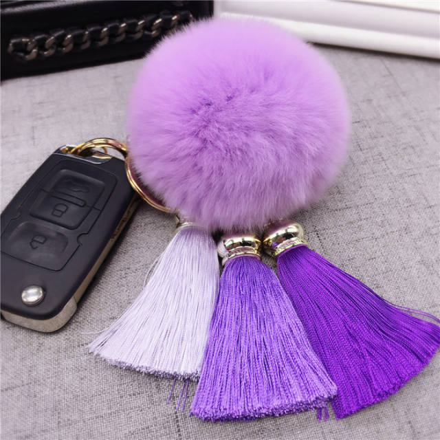 Fuzzy ball tassel keychain