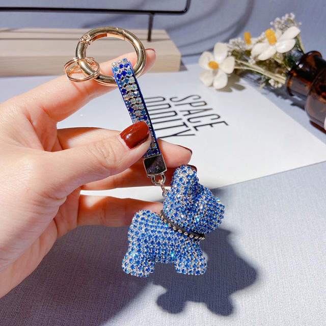 Fashion diamond dog keychain