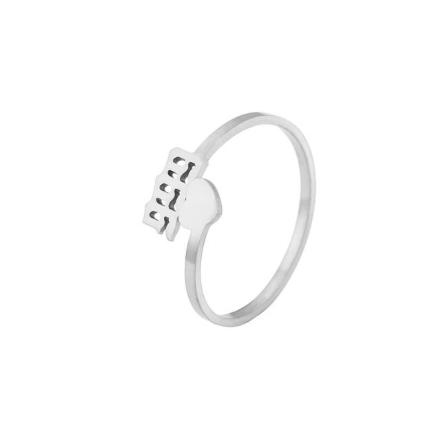 Heart numbers open finger ring