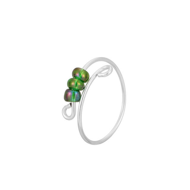 Color seed beads open finger ring