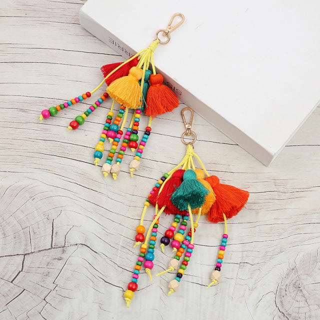 Colorful tassel beads keychain