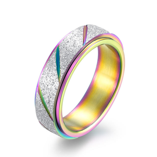 Fashion frosted rotatable stainless steel rings