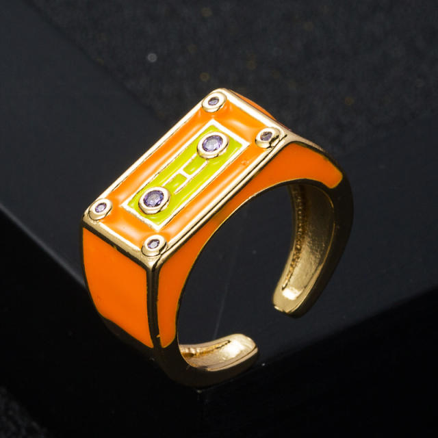 Color enamel unique signet rings