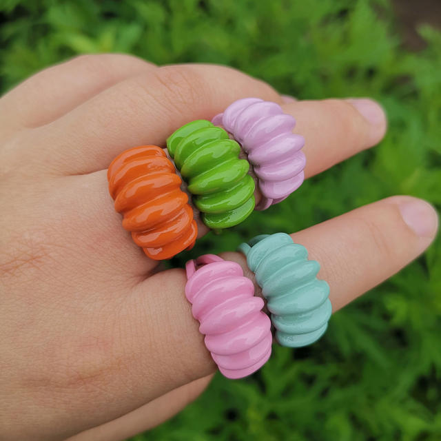 Candy color resin open finger ring