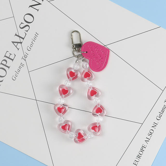 Transparent heart colored keychain