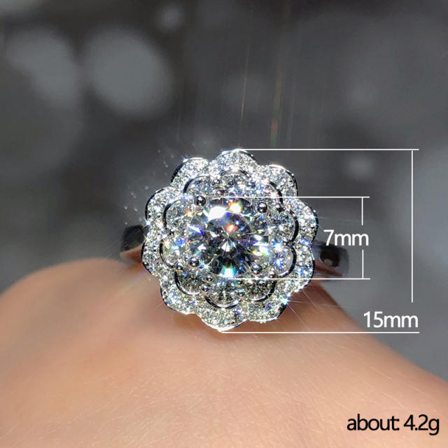 Flower diamond wedding rings