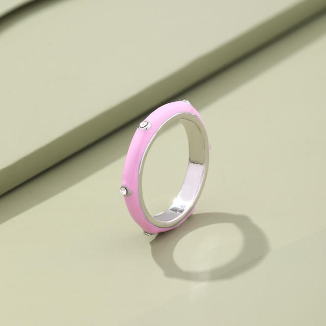 Personality color enamel thin finger ring