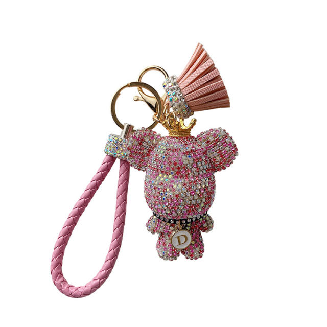 Colorful diamond bear keychain