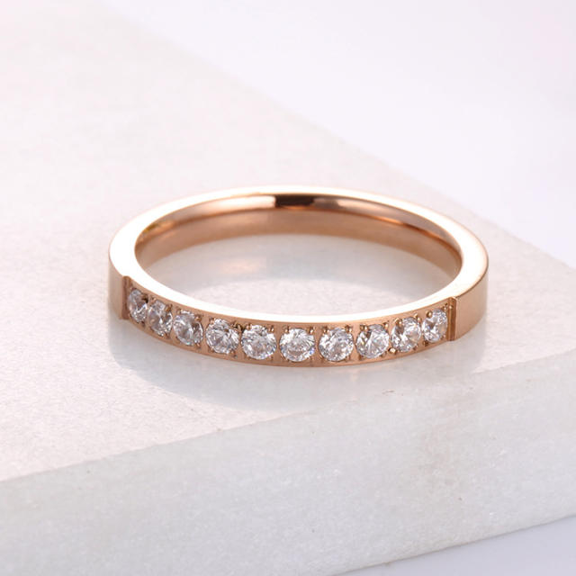 Diamond rose gold stainless steel ring couple ring