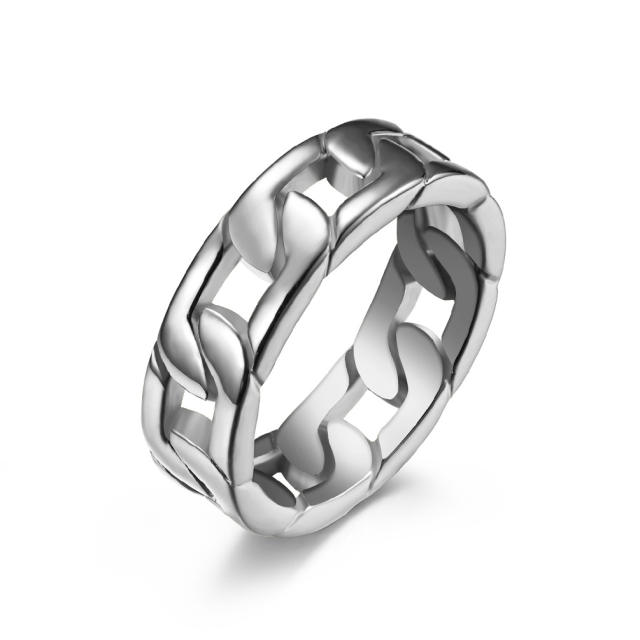 Titanium steel Cuban link chain ring