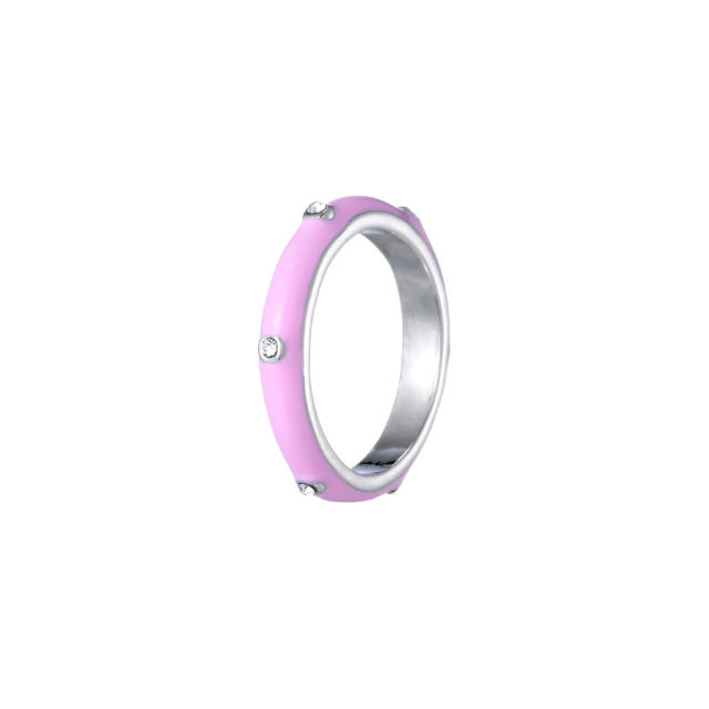 Personality color enamel thin finger ring