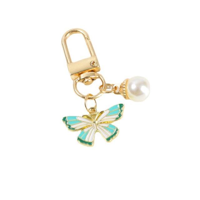 Colored butterfly metal keychain