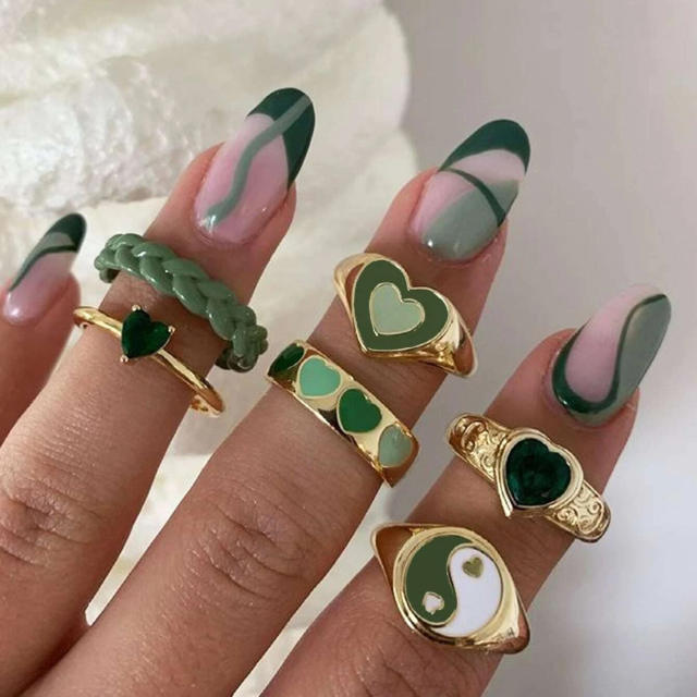 Enamel finger ring set