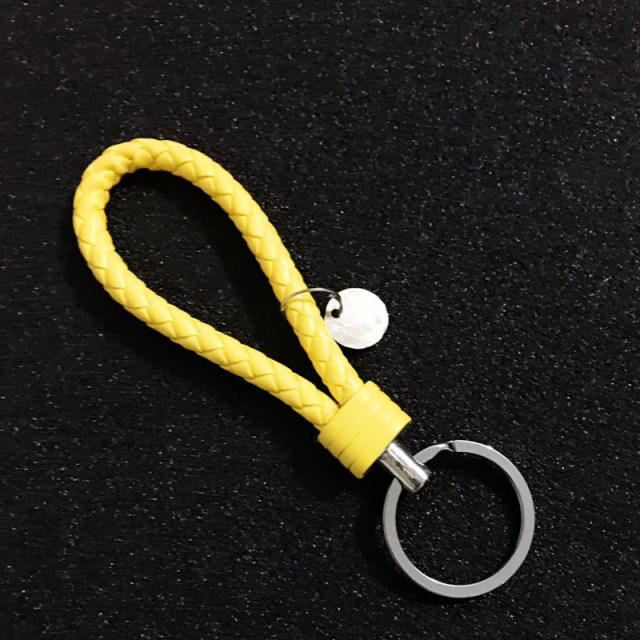 Braided PU leather simple keychain