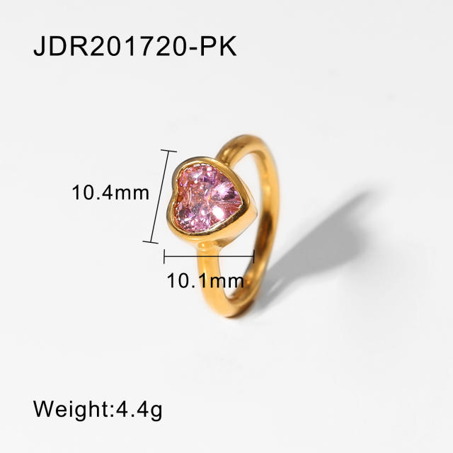 Fashion love color zircon stainless steel ring