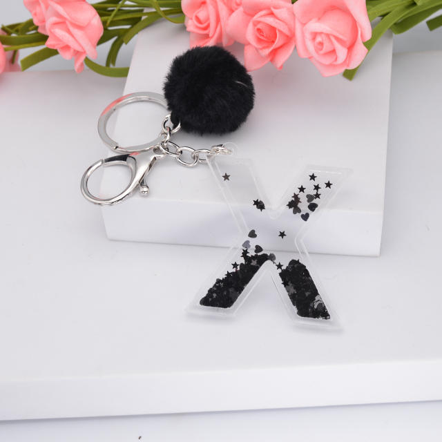 Black sequins hairball keychain