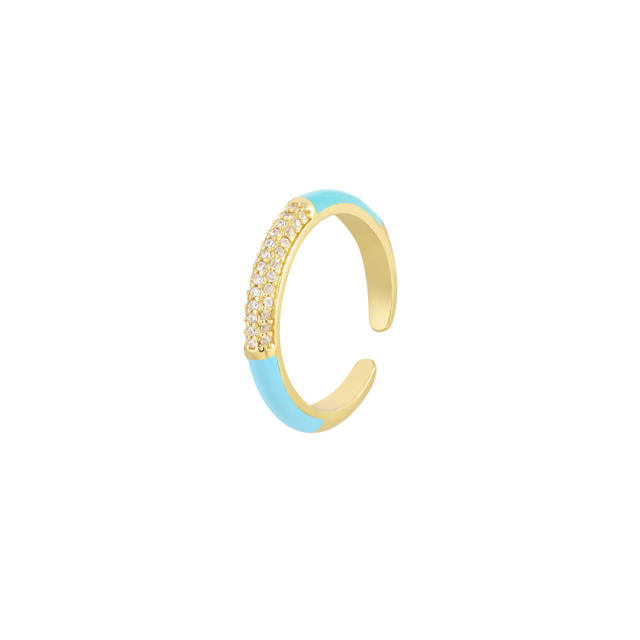 Color enamel diamond open finger ring