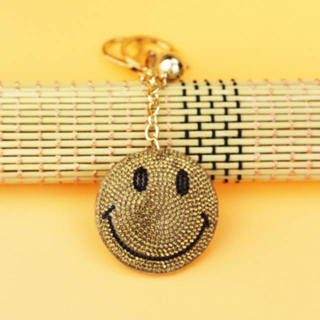 Diamond smiley tassel keychain