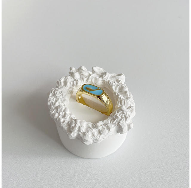 Fashion enamel heart shaped open ring