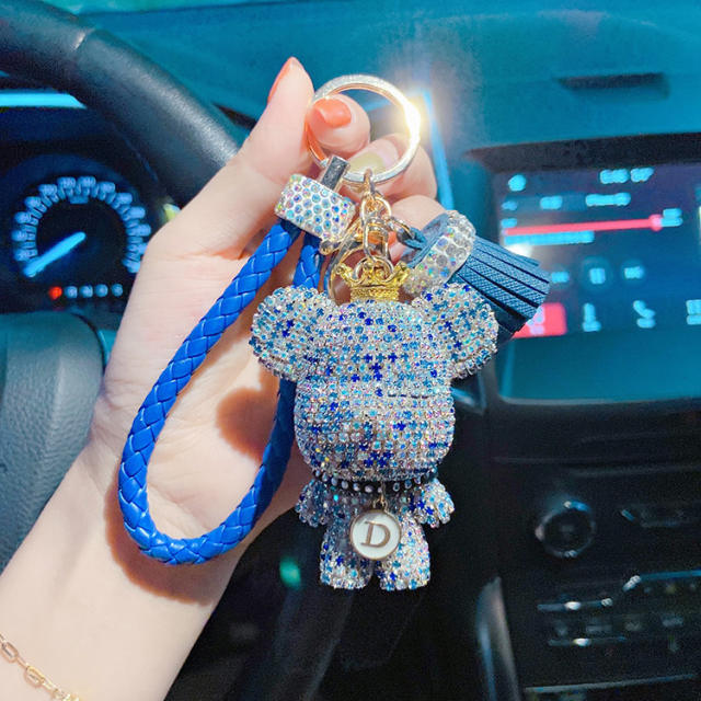 Colorful diamond bear keychain