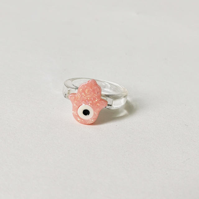 Color resin fatima evil eye finger ring