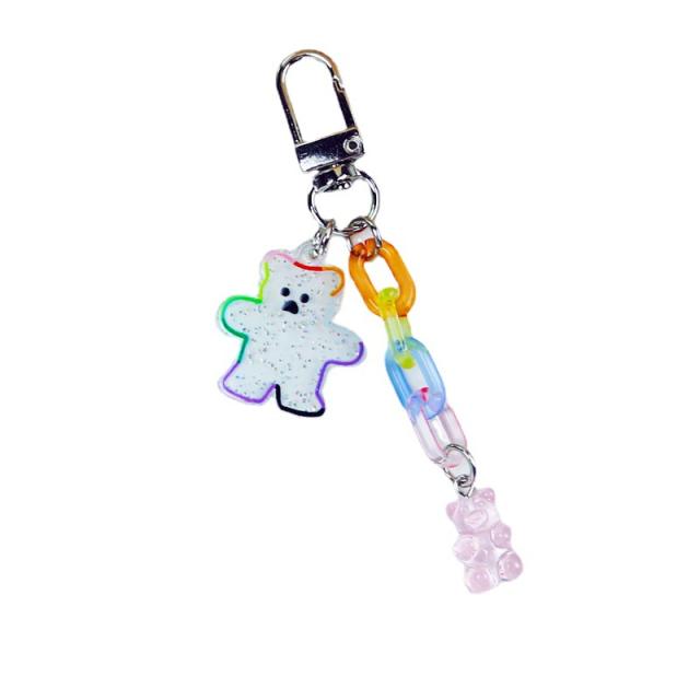 Cute acrylic bear keychain
