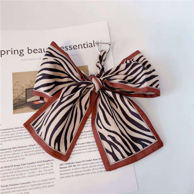 Colorful silk scarf bow keychain