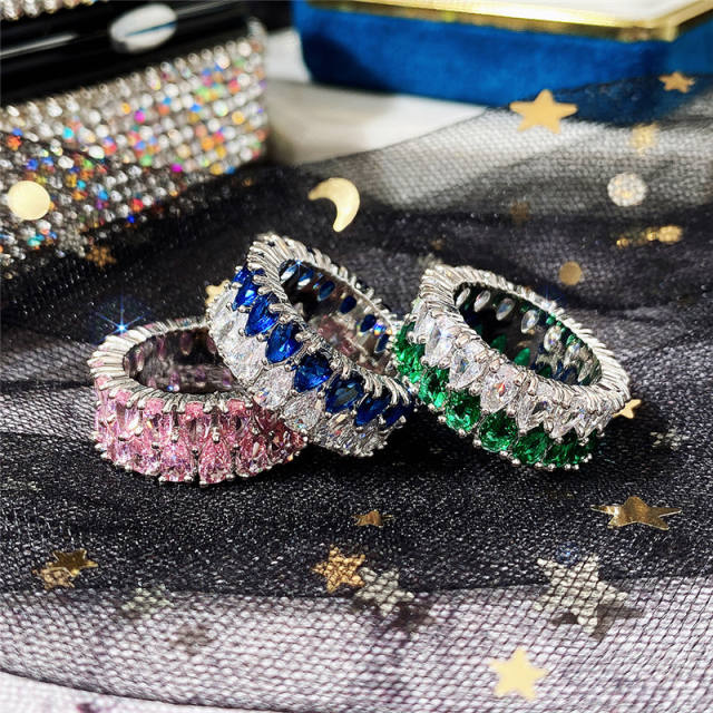 Luxury colored cz diamond ring bands