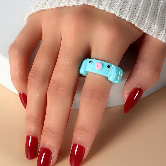 Macaron color pig ring