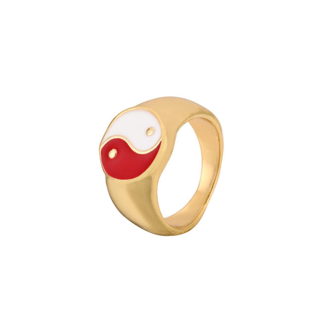 Chinese Tai Chi enamel finger ring