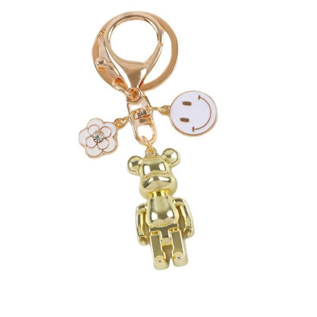 Cute bear pearl beaded keychain