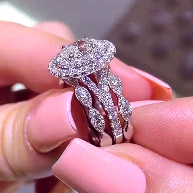 Diamond oval engagement rings