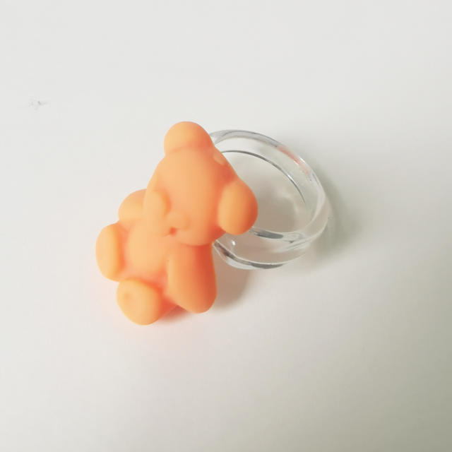 Candy color bear resin finger ring