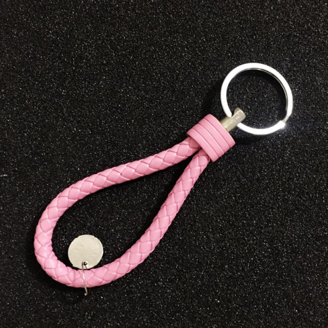 Braided PU leather simple keychain